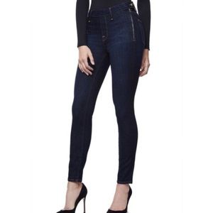 Good American dark denim side zip jeans